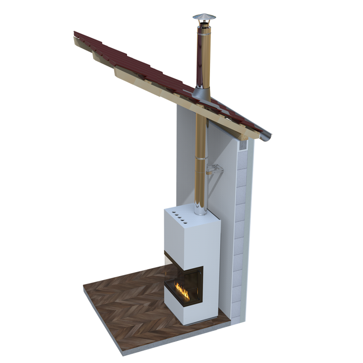 Dubbelwandige Kachelpijp set voor binnenhuisschoorsteen met SAS-Tec verbindingstechnologie ø130-150mm